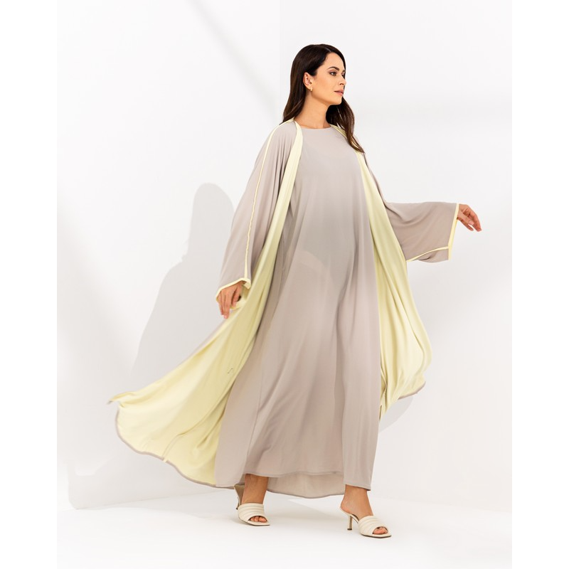 Chiffon Grey/Yellow Abaya