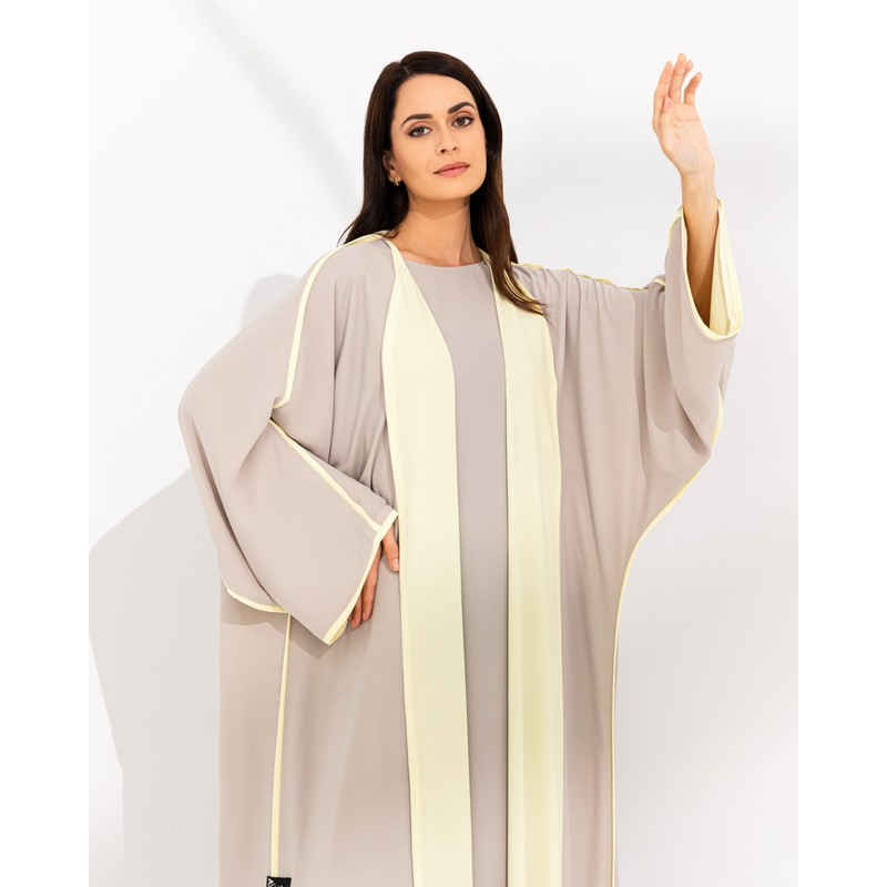 Chiffon Grey/Yellow Abaya