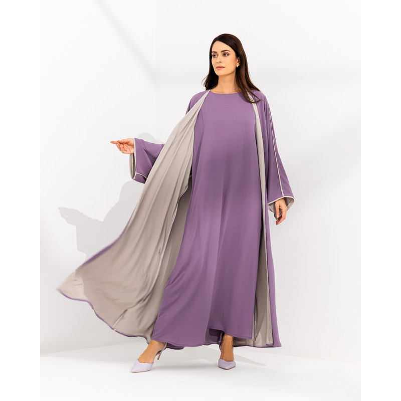 Chiffon Purple/Grey Abaya