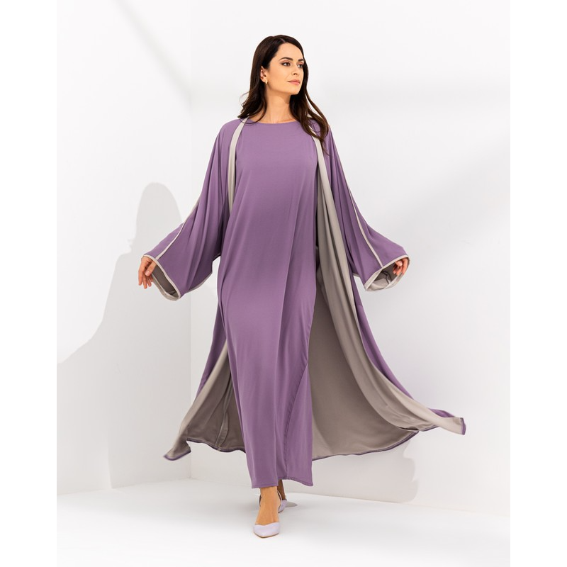 Chiffon Purple/Grey Abaya