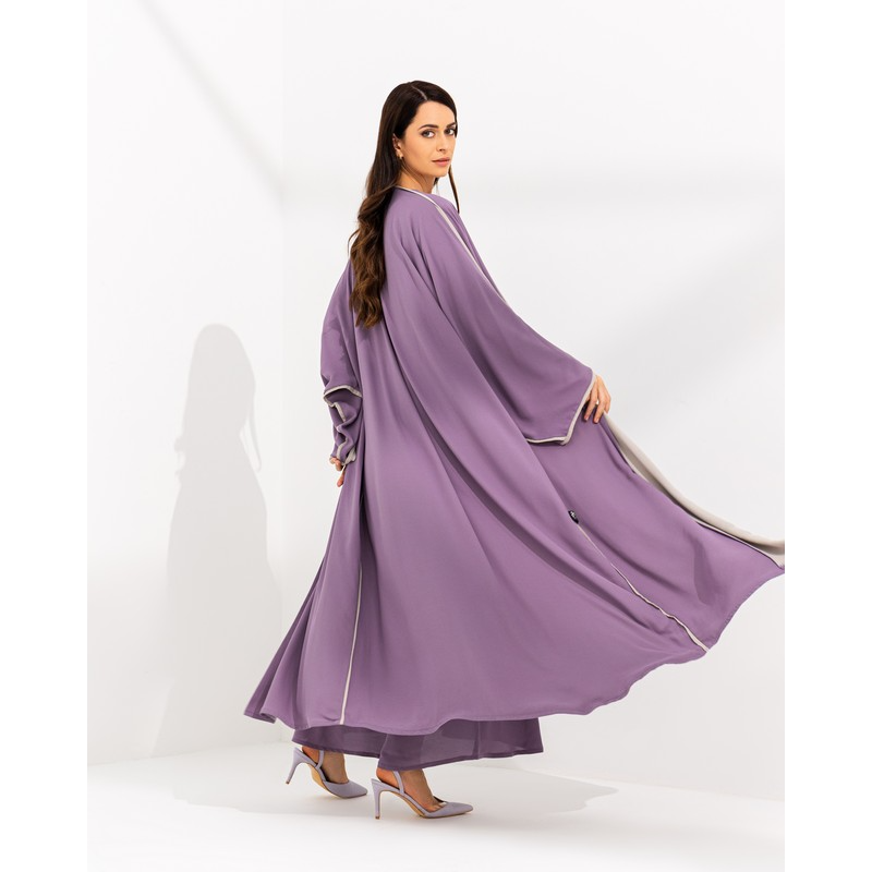 Chiffon Purple/Grey Abaya