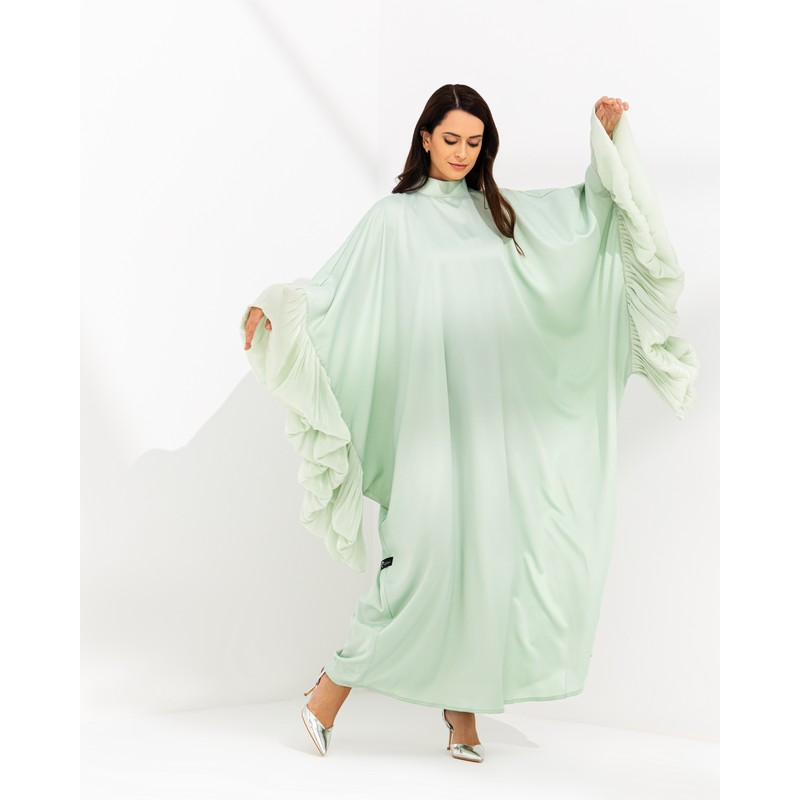 Mint green with organza sleeves Abaya