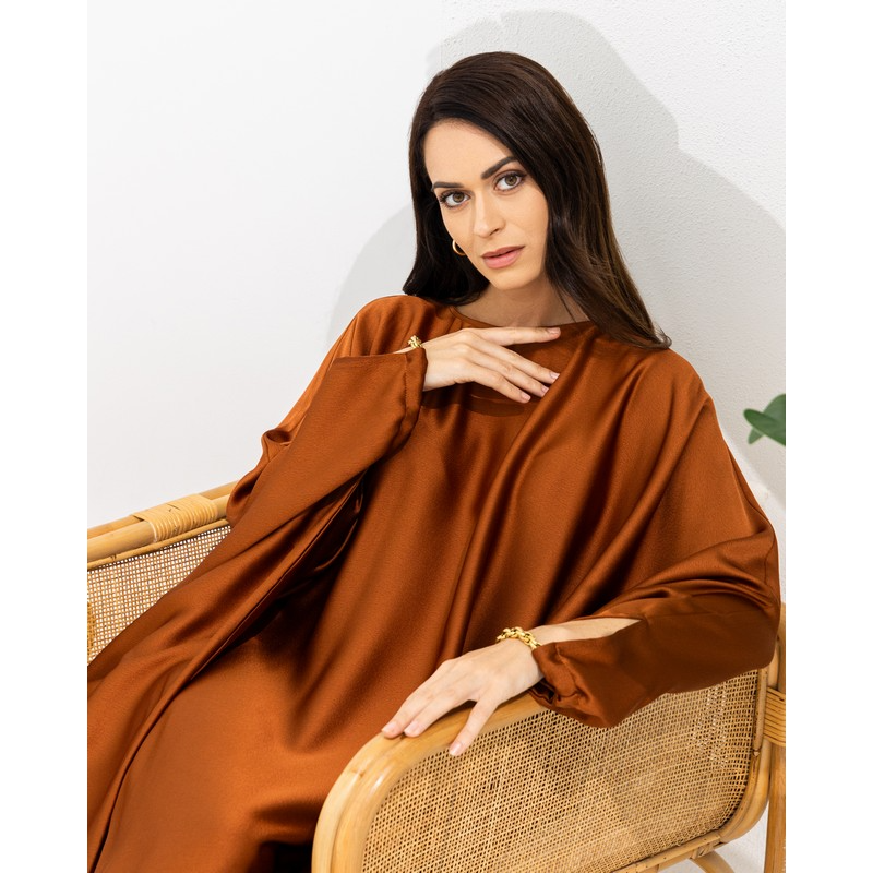 Orange brown cape Abaya