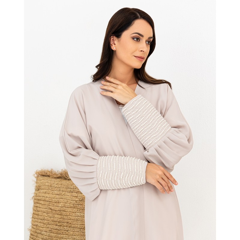 Taupe Abaya with pearls