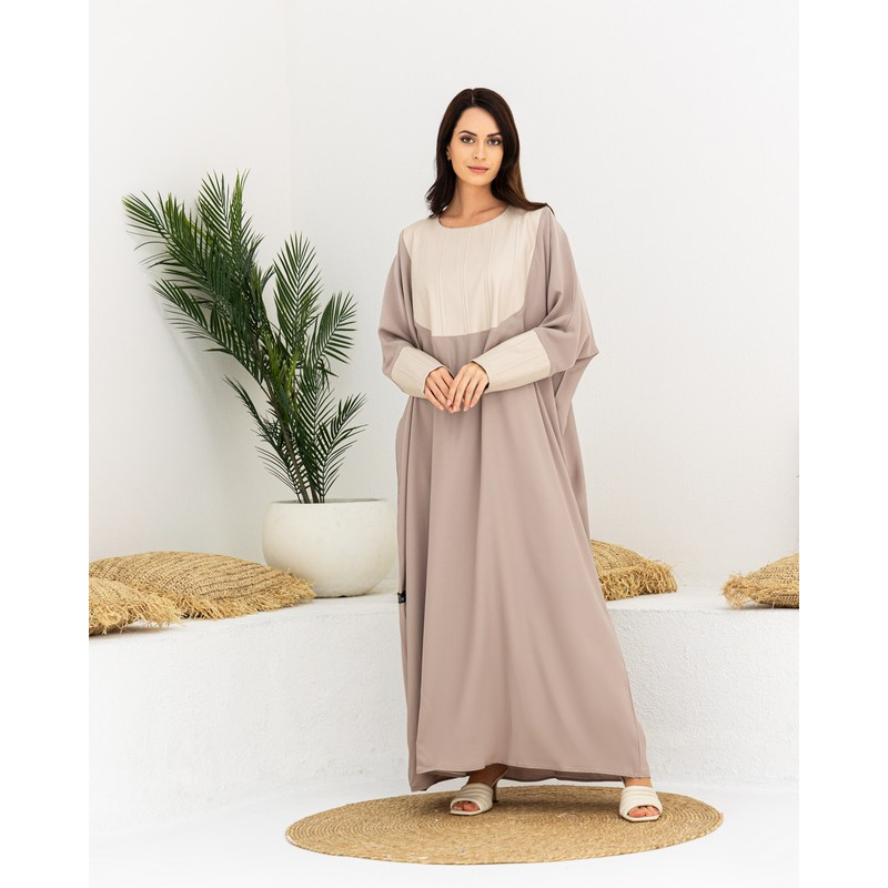 Nude Leather worked Kaftaan Abaya