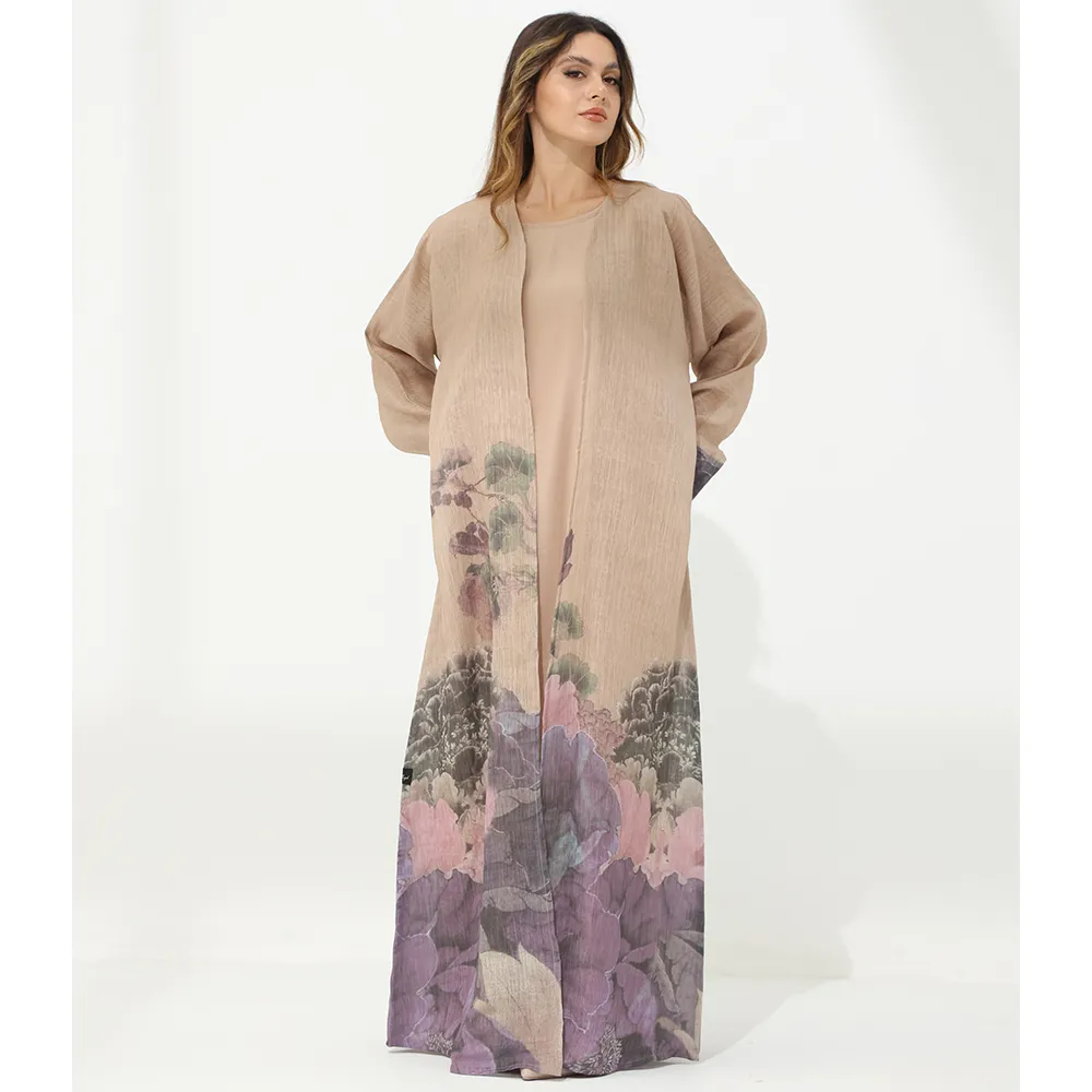Pink Beige with Purple flowers