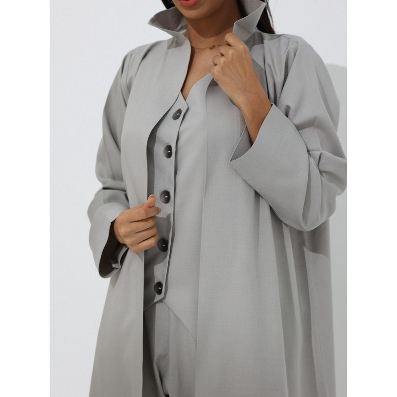 Grey vest Abaya set