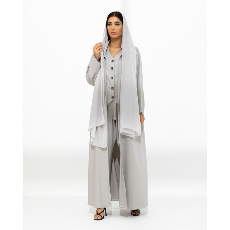 Grey vest Abaya set