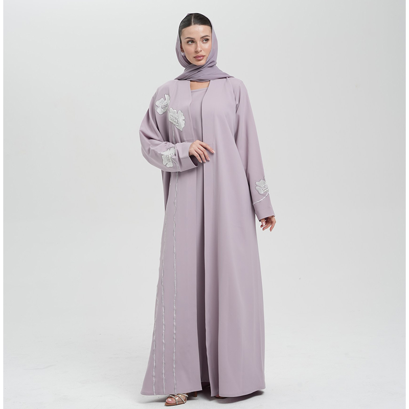 Mauve flowery abaya