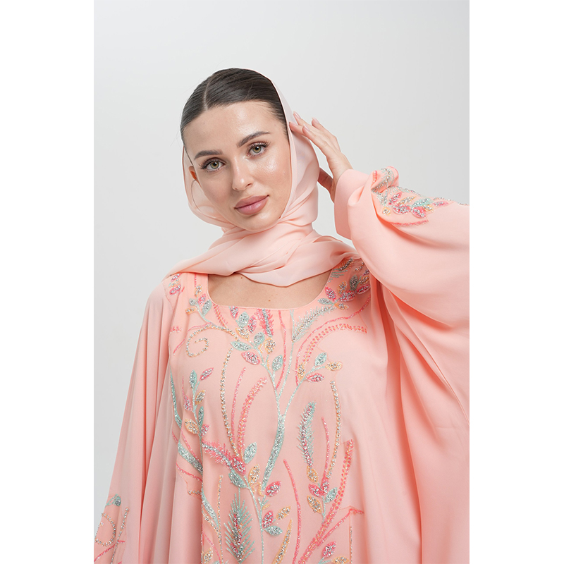 Creamy peach glitter kaftaan