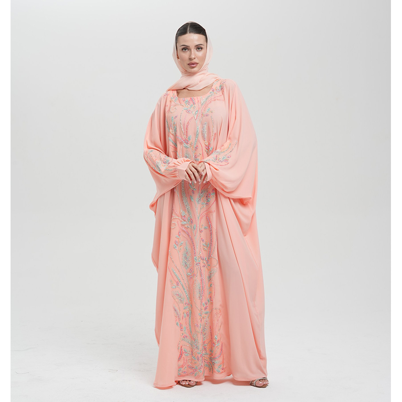 Creamy peach glitter kaftaan