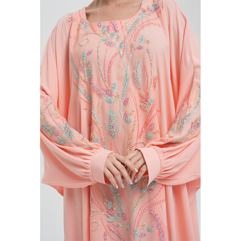 Creamy peach glitter kaftaan