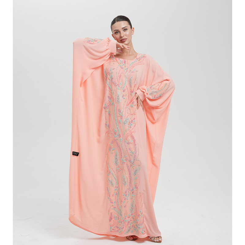 Creamy peach glitter kaftaan