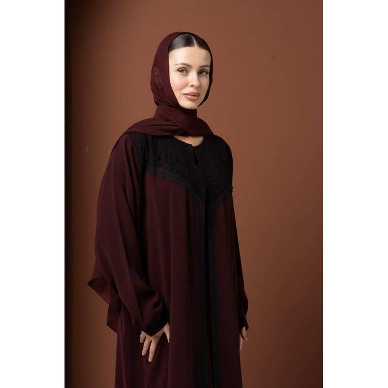 Burgundy lace abaya