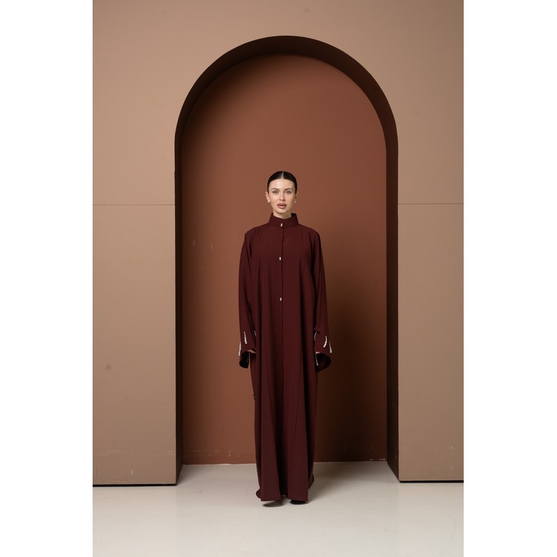 Burgundy pearl abaya