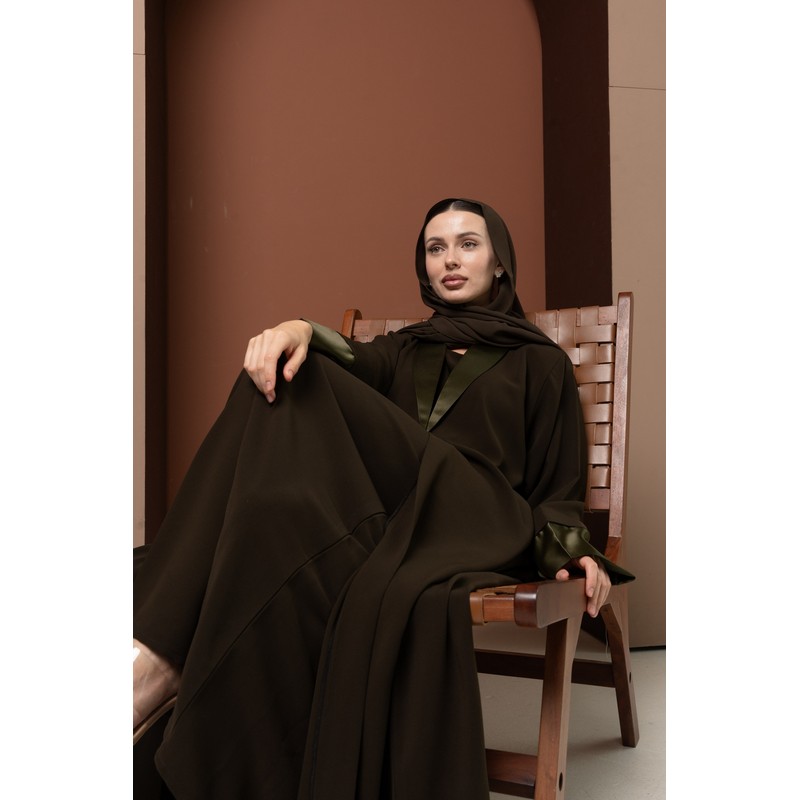 Olive Green Collar abaya