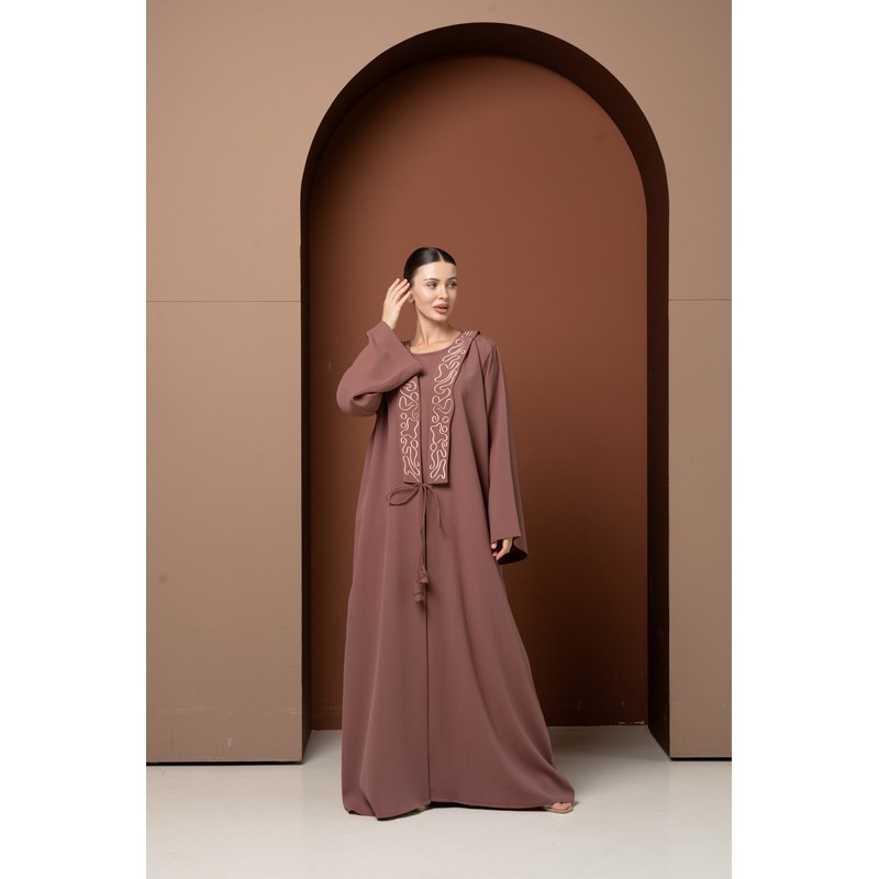 Dusty pink collar abaya