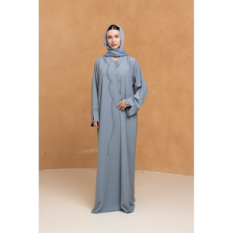 Slate blue embellished abaya