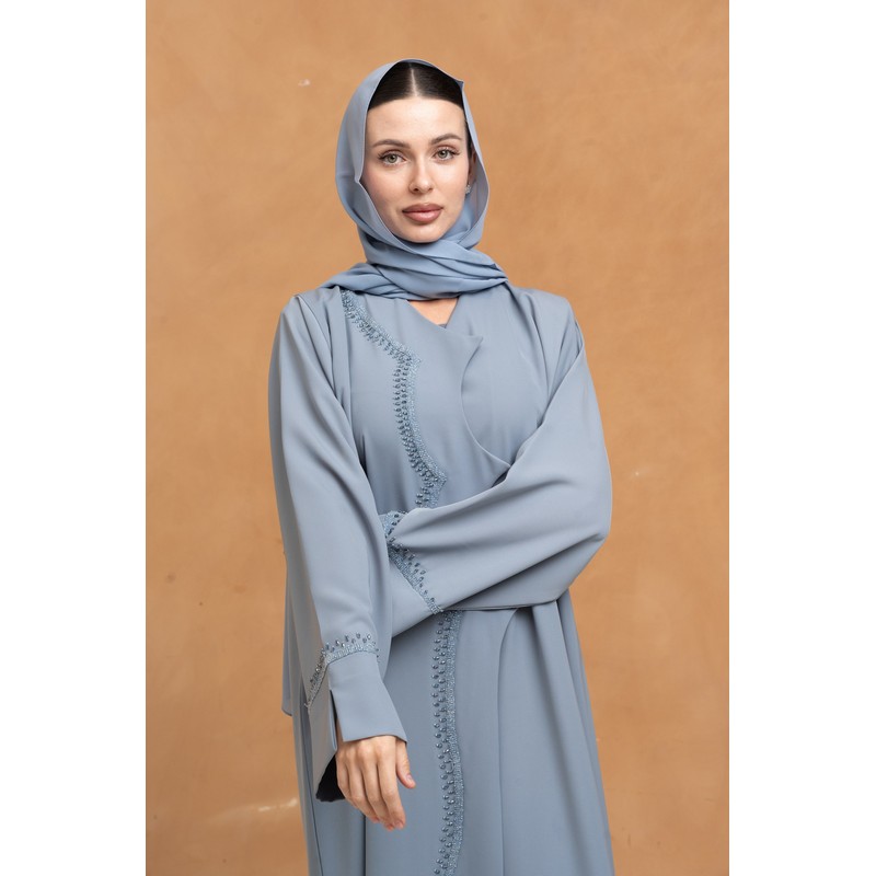 Slate blue embellished abaya