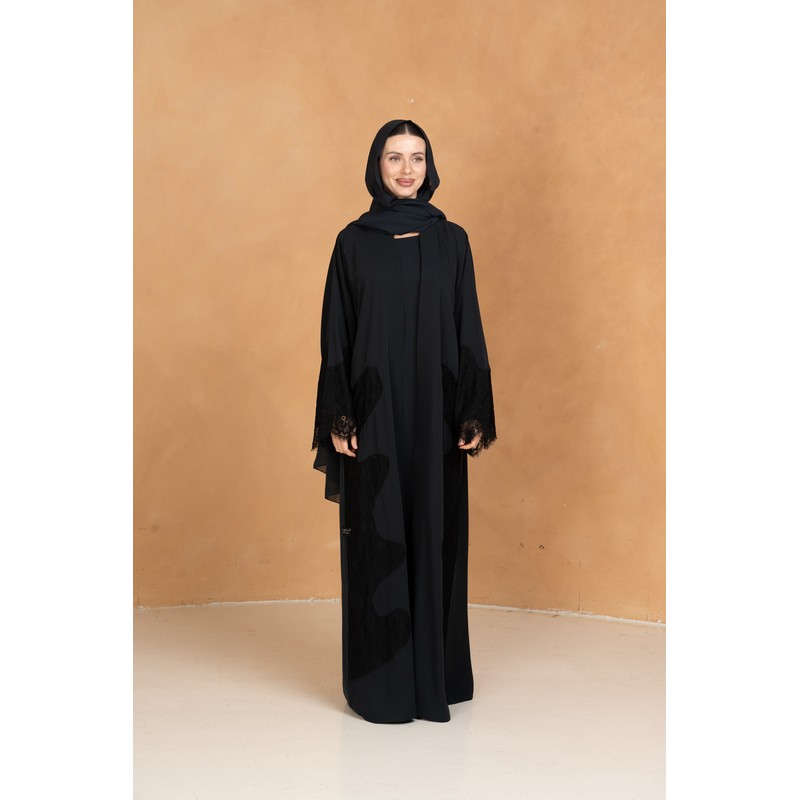 Deep green Lace abaya