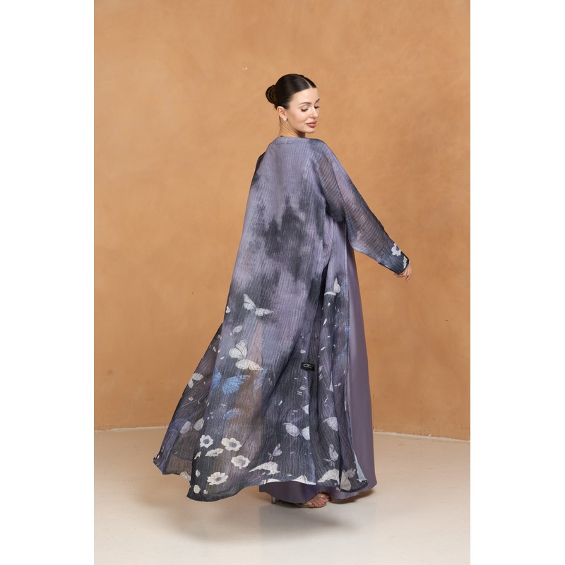 Purple butterfly abaya