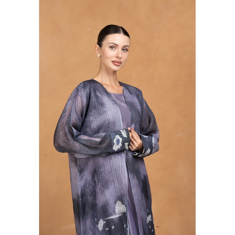 Purple butterfly abaya