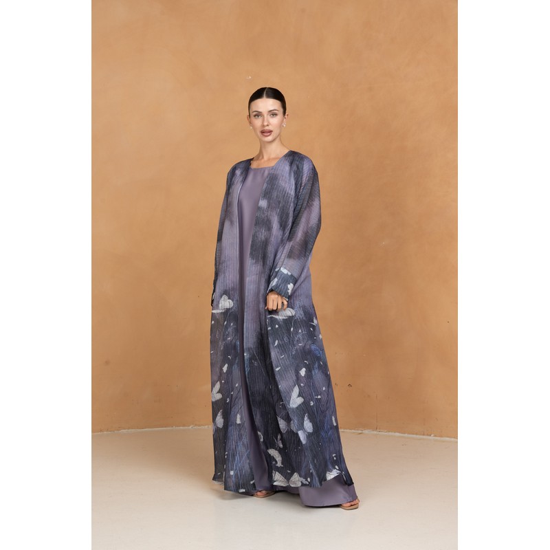 Purple butterfly abaya