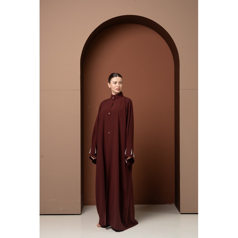 Burgundy pearl abaya