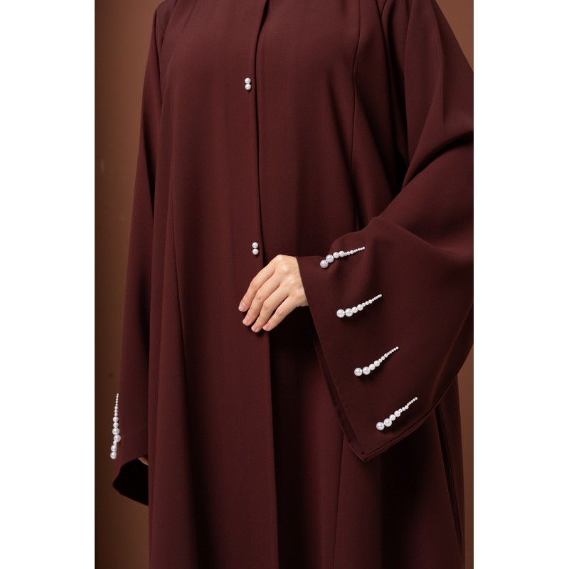 Burgundy pearl abaya