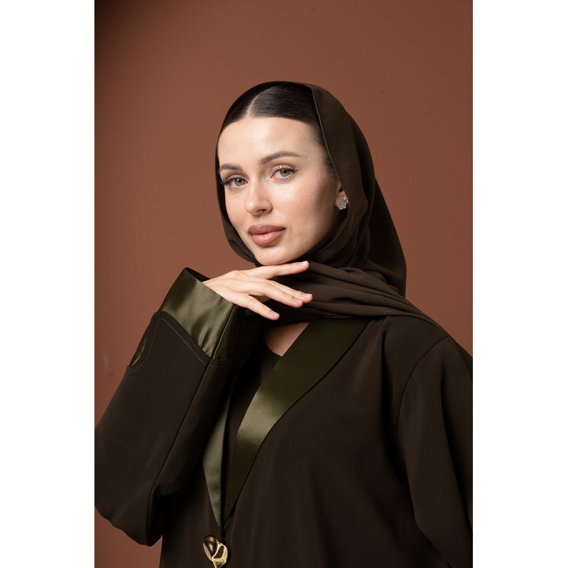 Olive green Collar abaya