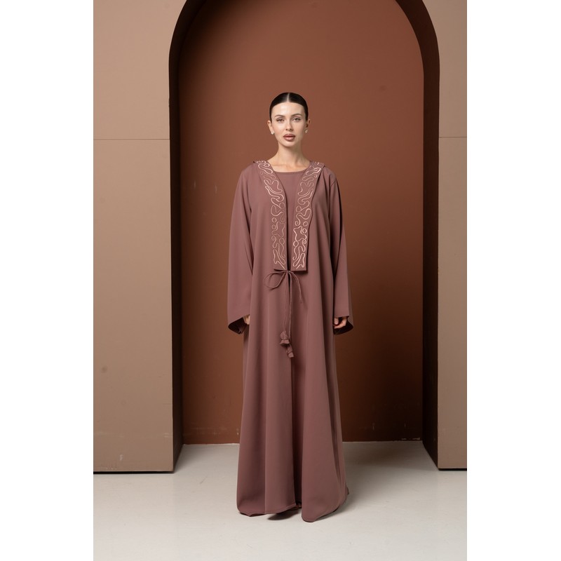 Dusty pink collar abaya