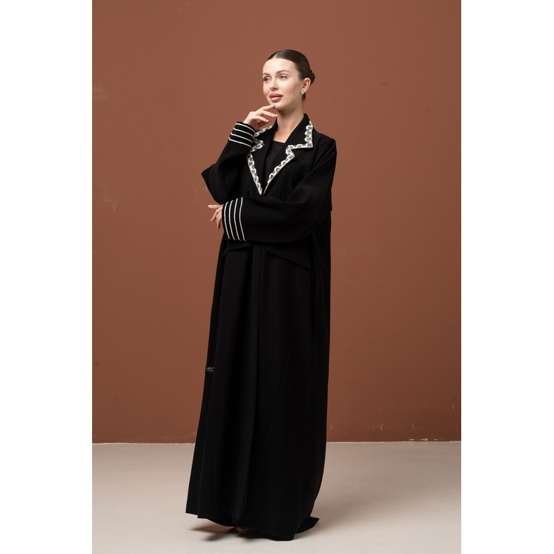 Black collar embellished abaya