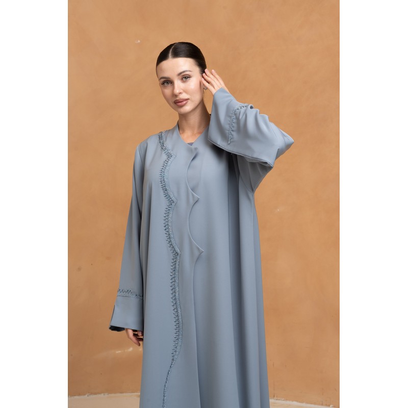 Slate blue embellished abaya