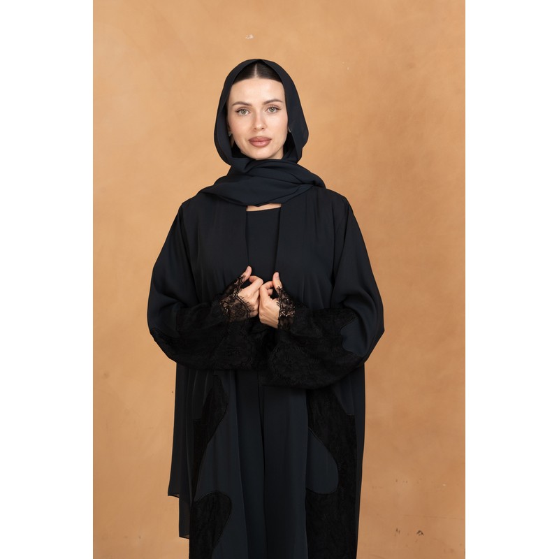 Deep green Lace abaya