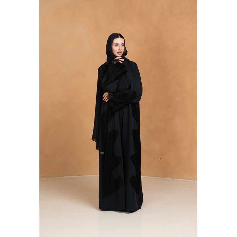 Deep green Lace abaya