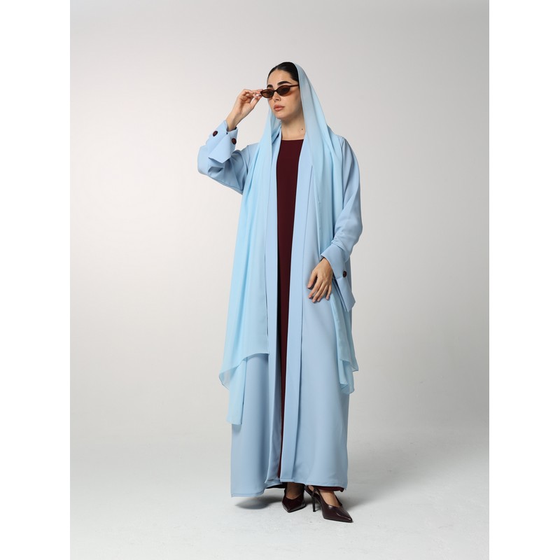 Light blue and burgundy