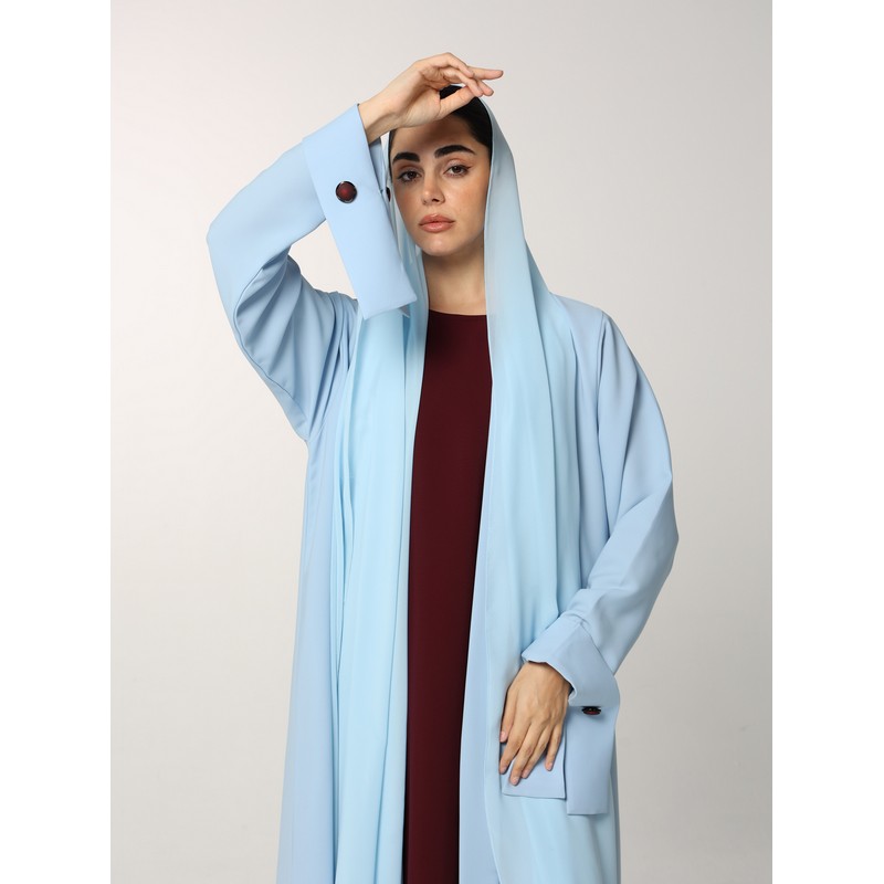 Light blue and burgundy