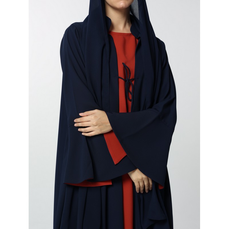 Navy blue and neon orange