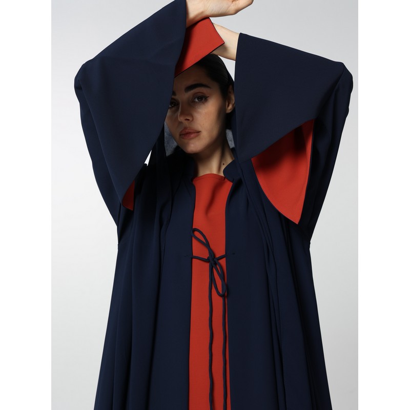 Navy blue and neon orange